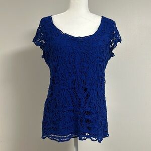 INC Navy Lace Top